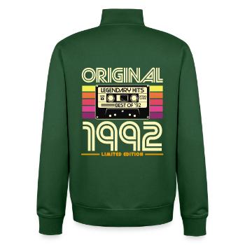 Original 1992 Cassette Retro - Unisex Organic Zip Sweatshirt by Stanley/Stella - bottle green - Back - AI Model Male 185 dark (185cm)