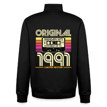 Original 1991 Limited Edition Cassette - Unisex Organic Zip Sweatshirt by Stanley/Stella - black - Back - AI Model Male 185 light (185cm)