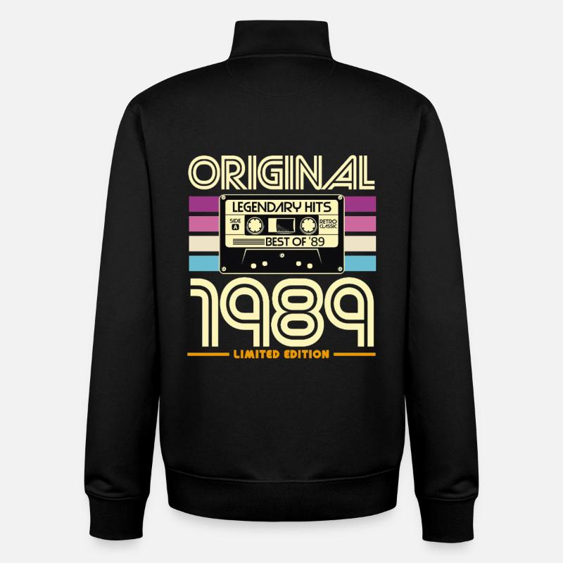 1989 Edition Limitée Cassette Retro - Sweat zippé unisexe en coton bio Stanley/Stella - noir