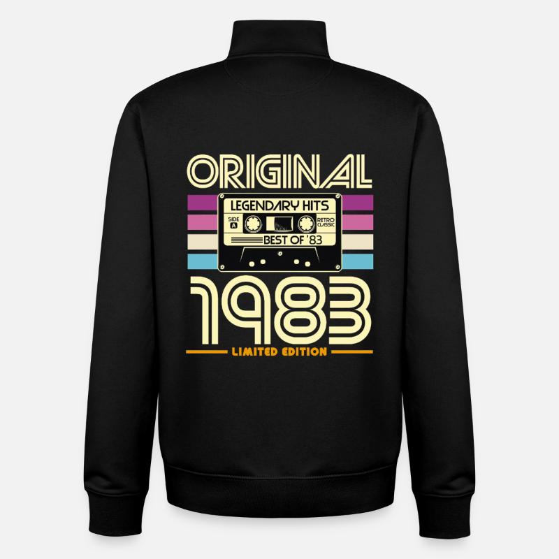 Cassette Rétro 1983 Légende - Sweat zippé unisexe en coton bio Stanley/Stella - noir