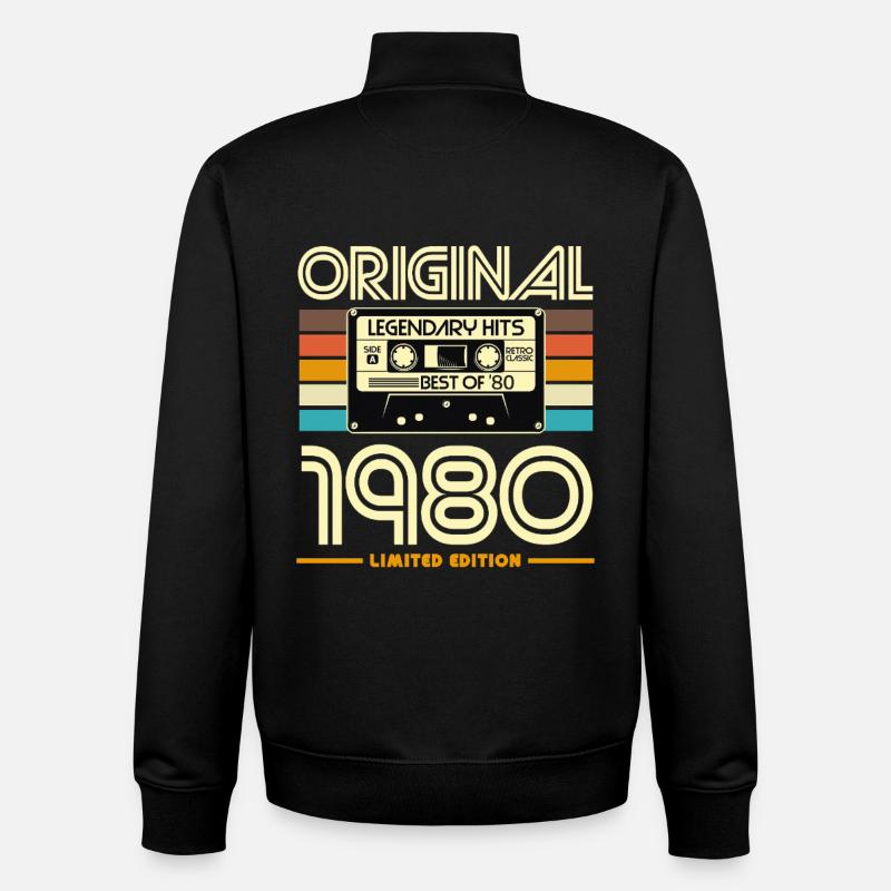 Cassette Retro 1980s Édition Limitée - Sweat zippé unisexe en coton bio Stanley/Stella - noir
