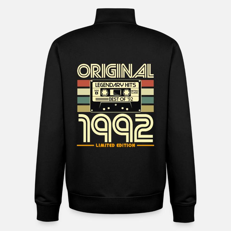 Original 1992 Cassette Limited - Sweat zippé unisexe en coton bio Stanley/Stella - noir