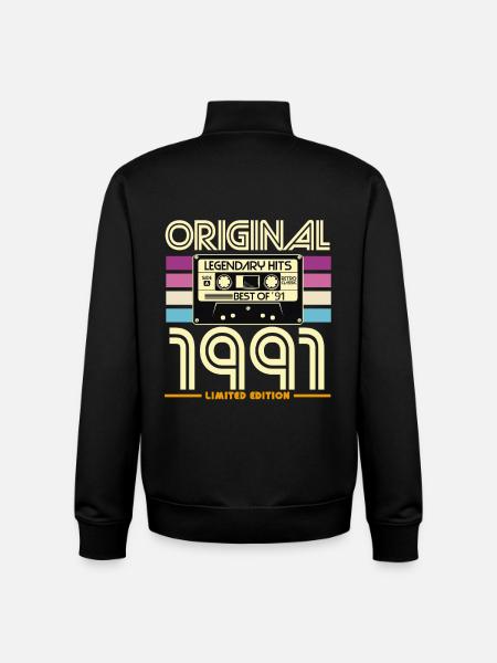 1991 Retro Legend Kassette - Unisex Organic Zip Sweatshirt von Stanley/Stella - Schwarz