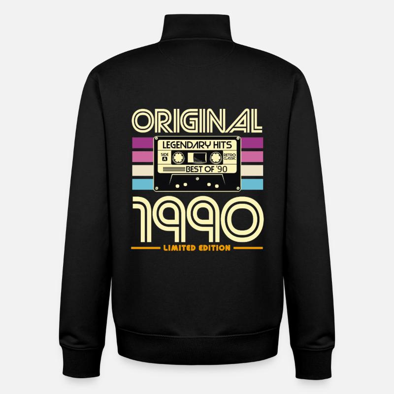 Original Hits 90s Cassette - Sweat zippé unisexe en coton bio Stanley/Stella - noir