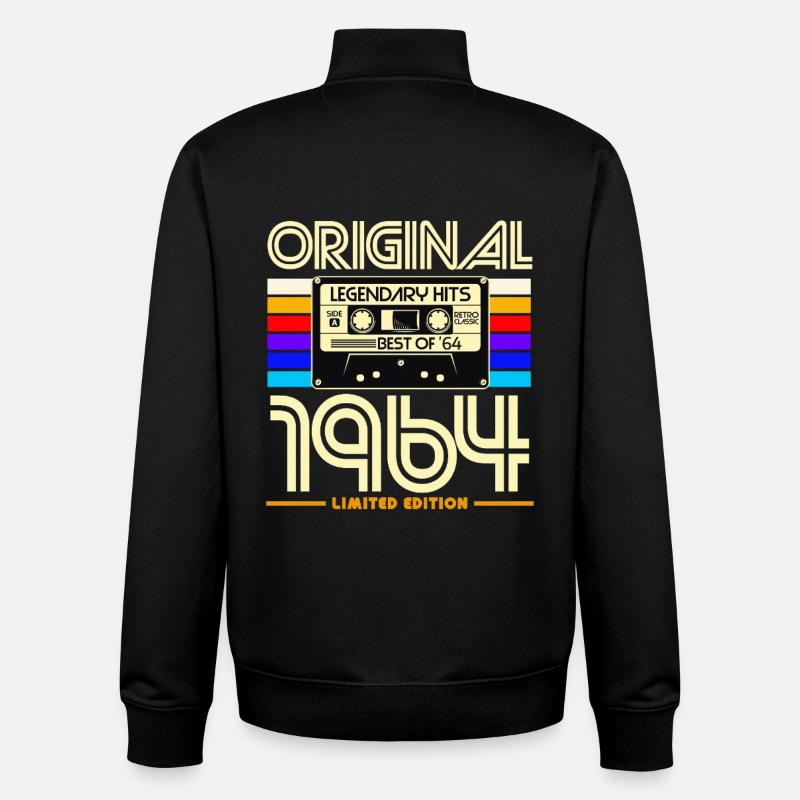 Original 1964 Retro Cassette - Sweat zippé unisexe en coton bio Stanley/Stella - noir