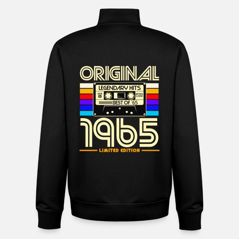 Original 1965 Cassette Rétro - Sweat zippé unisexe en coton bio Stanley/Stella - noir