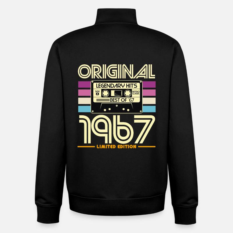 Original 1967 Hits Cassette Retro - Sweat zippé unisexe en coton bio Stanley/Stella - noir