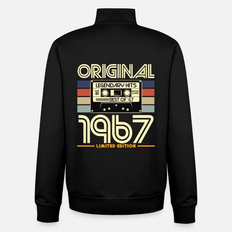 Original 1967 Cassette Retro Edition - Sweat zippé unisexe en coton bio Stanley/Stella - noir