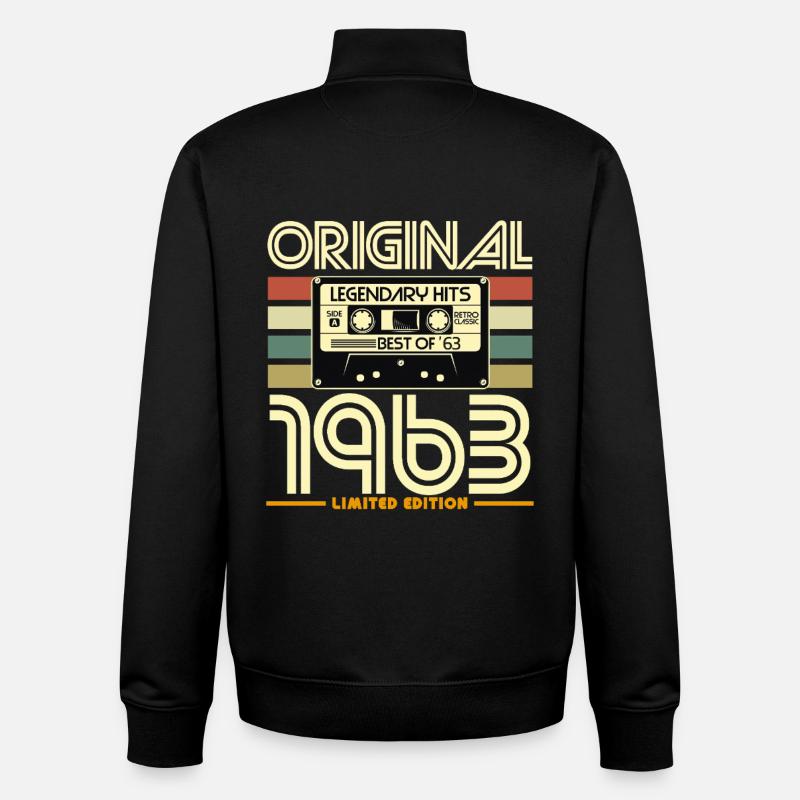 Cassette Retro 1963 Original - Sweat zippé unisexe en coton bio Stanley/Stella - noir