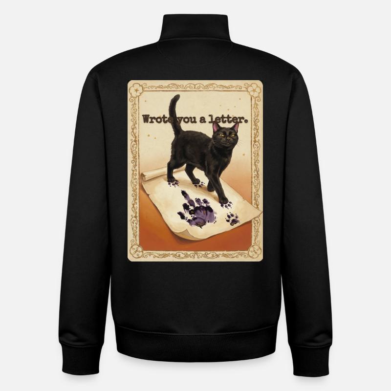 Wrote You A Letter Cat - Unisex Organic Zip Sweatshirt by Stanley/Stella - black