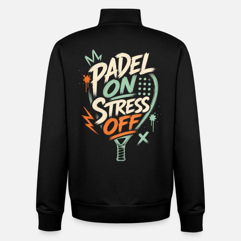 Tenue de padel Stress Away - Sweat zippé unisexe en coton bio Stanley/Stella - noir