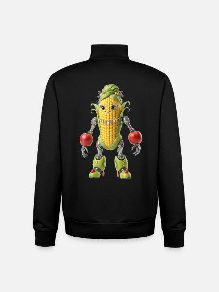 Grain robot with apples - Unisex Organic Zip Sweatshirt by Stanley/Stella - black
