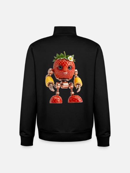 Floral robot strawberry with wreath - Unisex Organic Zip Sweatshirt by Stanley/Stella - black