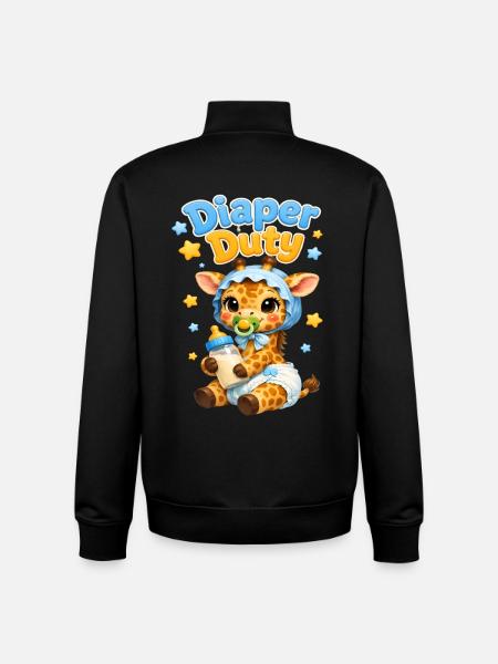 Windeldienst-Giraffenbaby - Unisex Organic Zip Sweatshirt von Stanley/Stella - Schwarz