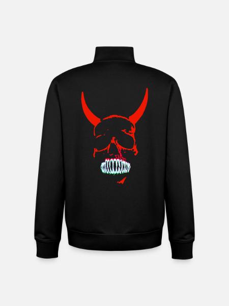 Red Demon Skull Neon - Unisex Organic Zip Sweatshirt by Stanley/Stella - black