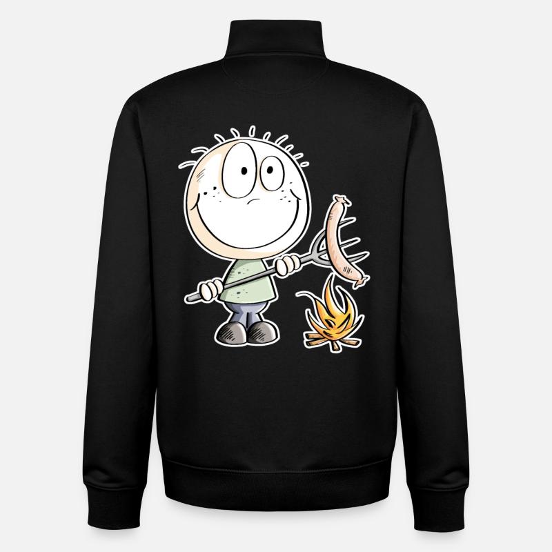 Lustiges Wurst Grillen Strichmännchen - Unisex Organic Zip Sweatshirt von Stanley/Stella - Schwarz