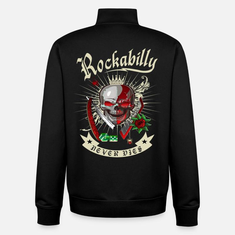 Rockabilly Skull - Unisex Organic Zip Sweatshirt by Stanley/Stella - black