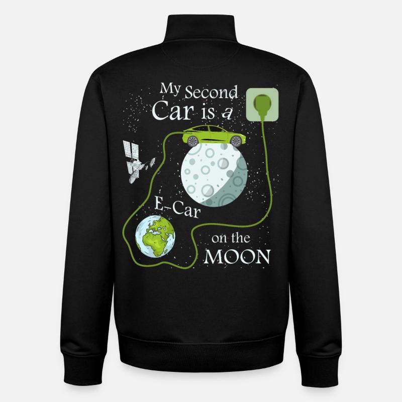 E-Auto auf dem Mond - Unisex Organic Zip Sweatshirt von Stanley/Stella - Schwarz