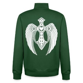 Ange déchu blanc - Sweat zippé unisexe en coton bio Stanley/Stella - vert bouteille - Dos - AI Model Male 185 dark (185cm)