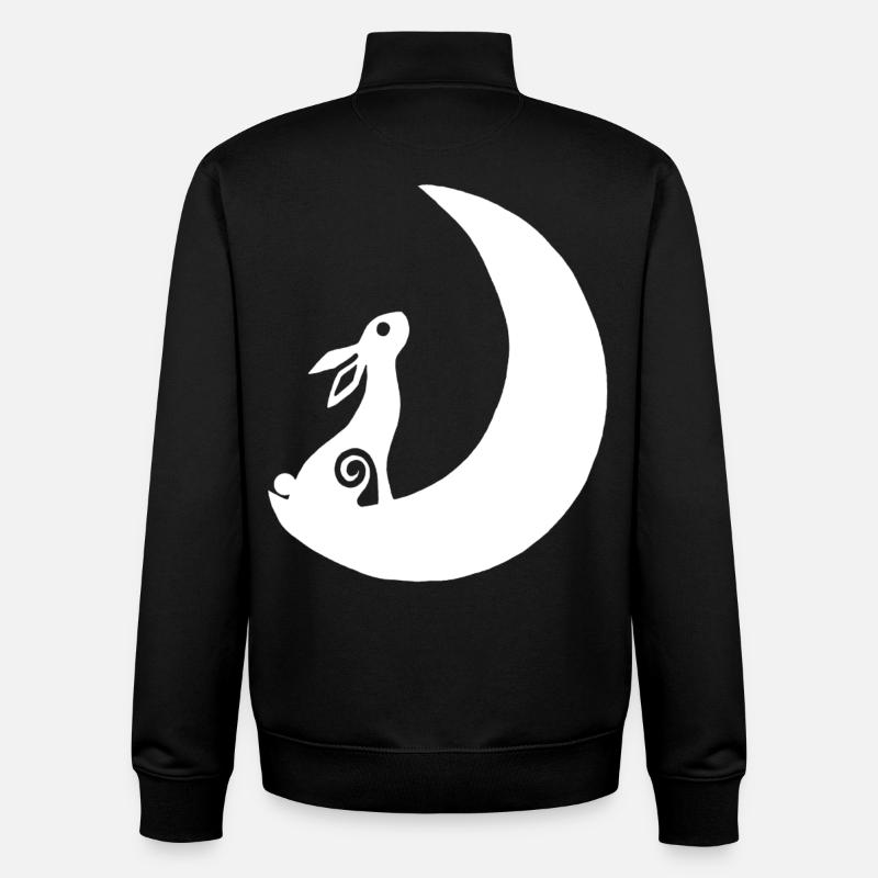 Un lapin sur la lune - Sweat zippé unisexe en coton bio Stanley/Stella - noir