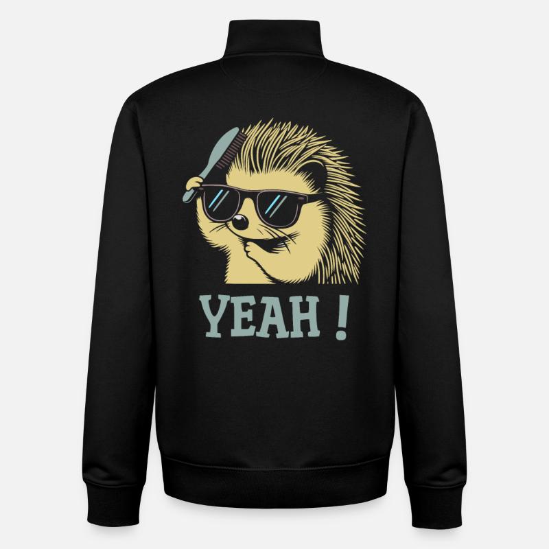 Cool Hedgehog Sunglasses Brush - Unisex Organic Zip Sweatshirt by Stanley/Stella - black