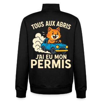 Conducteur Cadeau Permis De Conduire - Sweat zippé unisexe en coton bio Stanley/Stella - noir - Dos - AI Model Male 185 light (185cm)