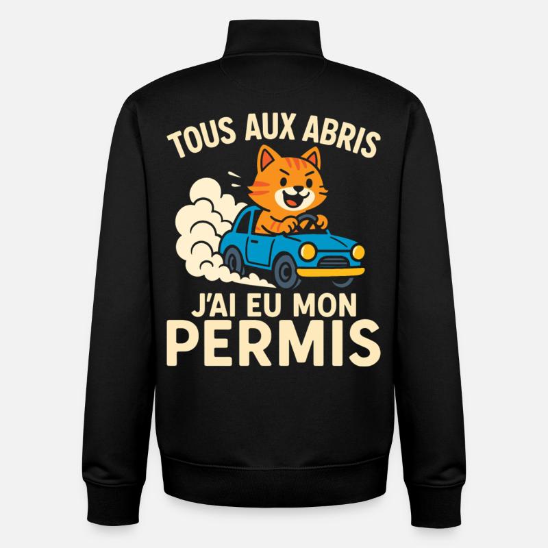 Conducteur Cadeau Permis De Conduire - Sweat zippé unisexe en coton bio Stanley/Stella - noir