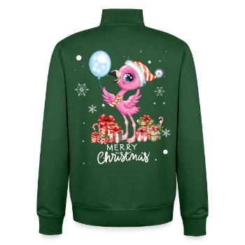 Flamingo zu Weihnachten. Weihnachtsgeschenk - Unisex Organic Zip Sweatshirt von Stanley/Stella - Flaschengrün - Hinten - AI Model Male 185 dark (185cm)