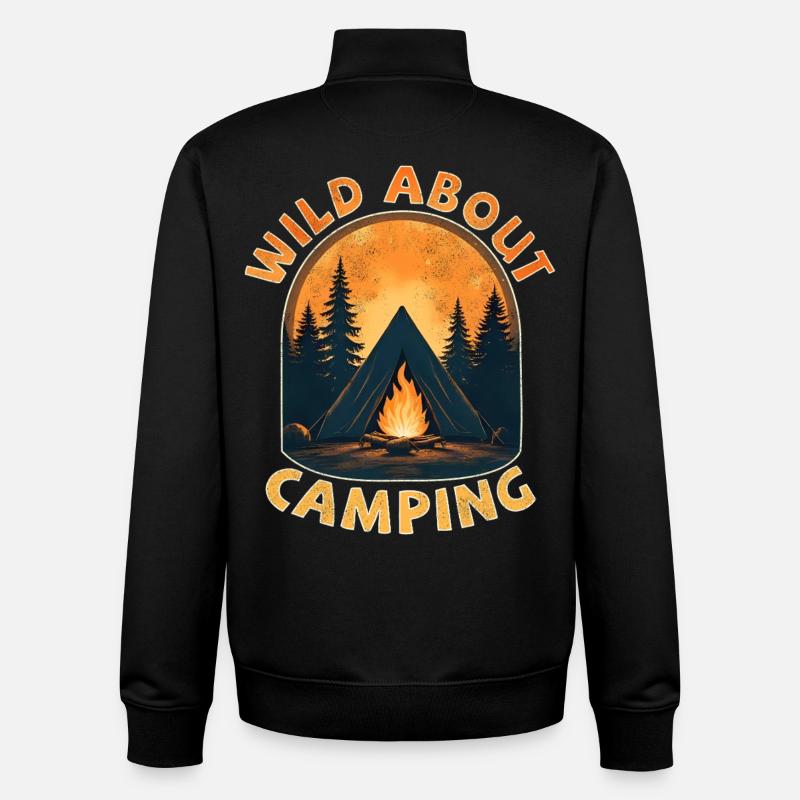 Passionné de camping - Sweat zippé unisexe en coton bio Stanley/Stella - noir