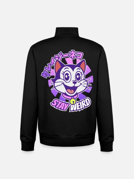 Crazy Cartoon Cat - Unisex Organic Zip Sweatshirt by Stanley/Stella - black