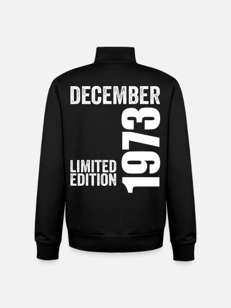Retro Birthday Gift - December 1973 - Unisex Organic Zip Sweatshirt by Stanley/Stella - black