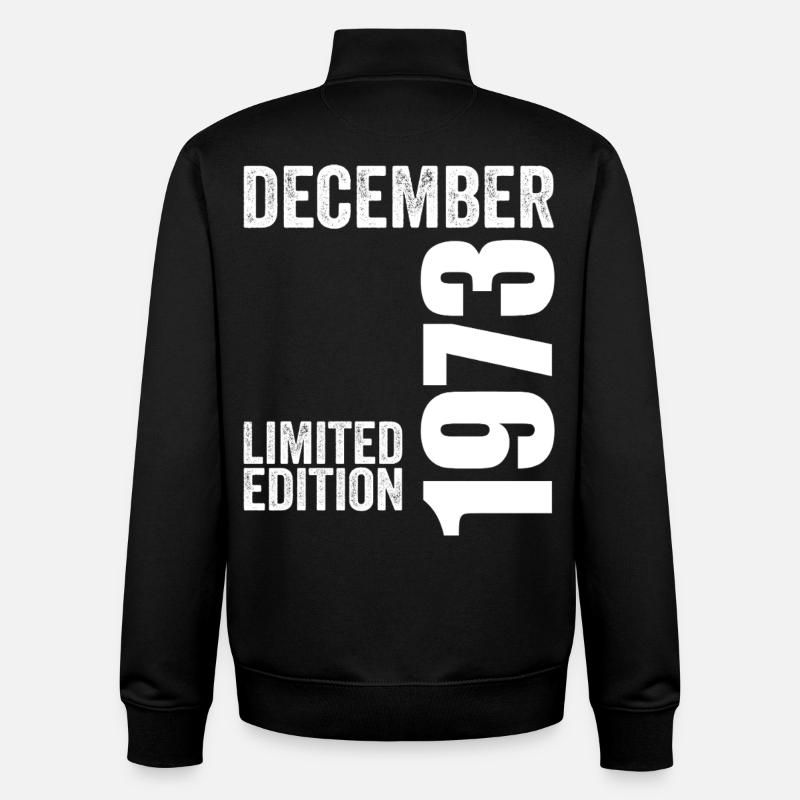 Cadeau Anniversaire Rétro - Décembre 1973 - Sweat zippé unisexe en coton bio Stanley/Stella - noir