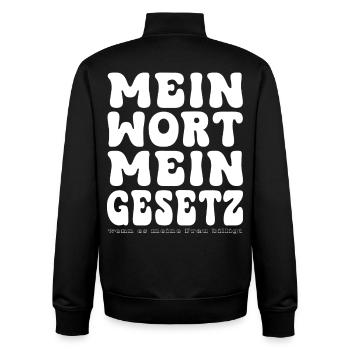 Mein Wort Mein Gesetz - Unisex Organic Zip Sweatshirt von Stanley/Stella - Schwarz - Hinten - AI Model Male 185 light (185cm)
