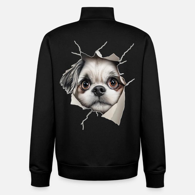 Shih Tzu - Sweat zippé unisexe en coton bio Stanley/Stella - noir