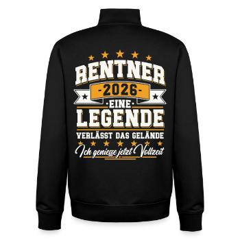 Pensioners 2026 - A legend leaves the site - Unisex Organic Zip Sweatshirt by Stanley/Stella - black - Back - AI Model Male 185 light (185cm)