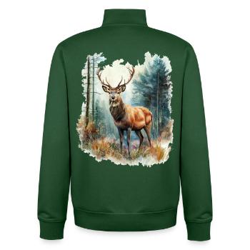 Deer Roe Deer - Unisex Organic Zip Sweatshirt by Stanley/Stella - bottle green - Back - AI Model Male 185 dark (185cm)