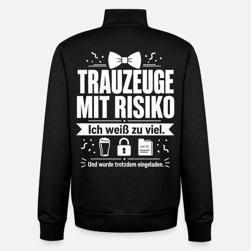 Trauzeuge mit Risiko - Unisex Organic Zip Sweatshirt von Stanley/Stella - Schwarz