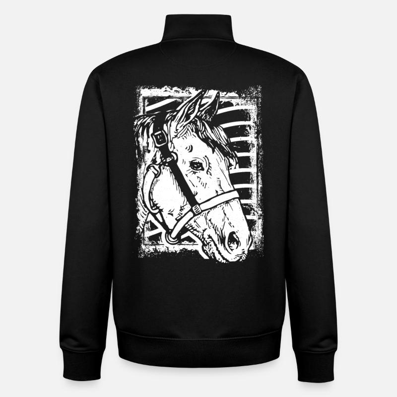 Reiten - Reiter - Pferd - Pferdekopf - Unisex Organic Zip Sweatshirt von Stanley/Stella - Schwarz