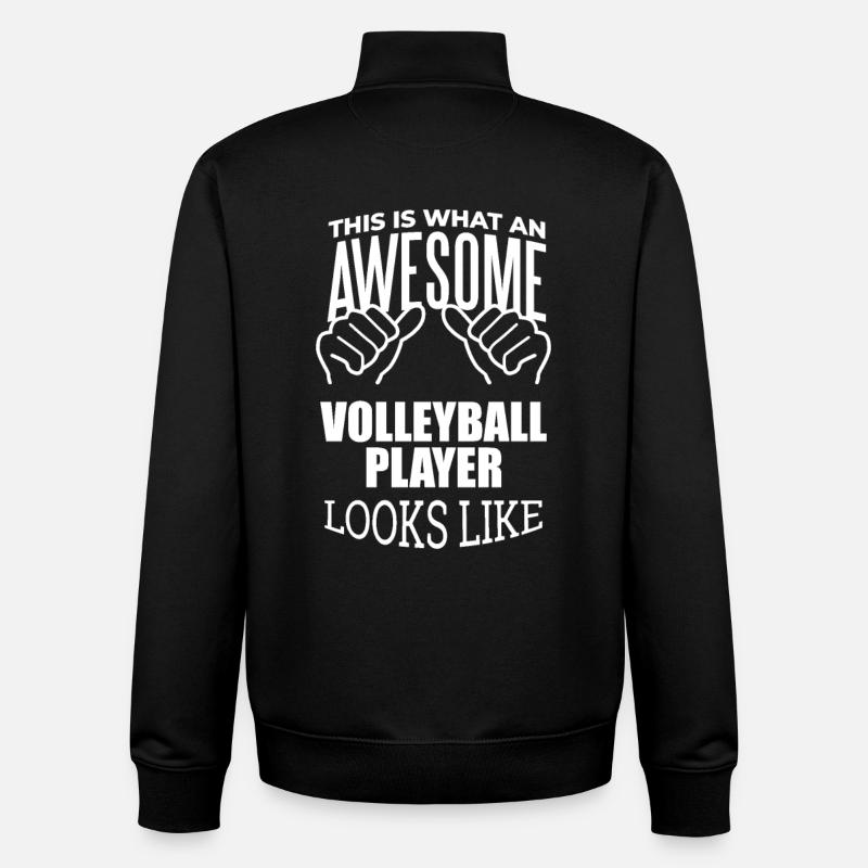 volley-ball - Sweat zippé unisexe en coton bio Stanley/Stella - noir