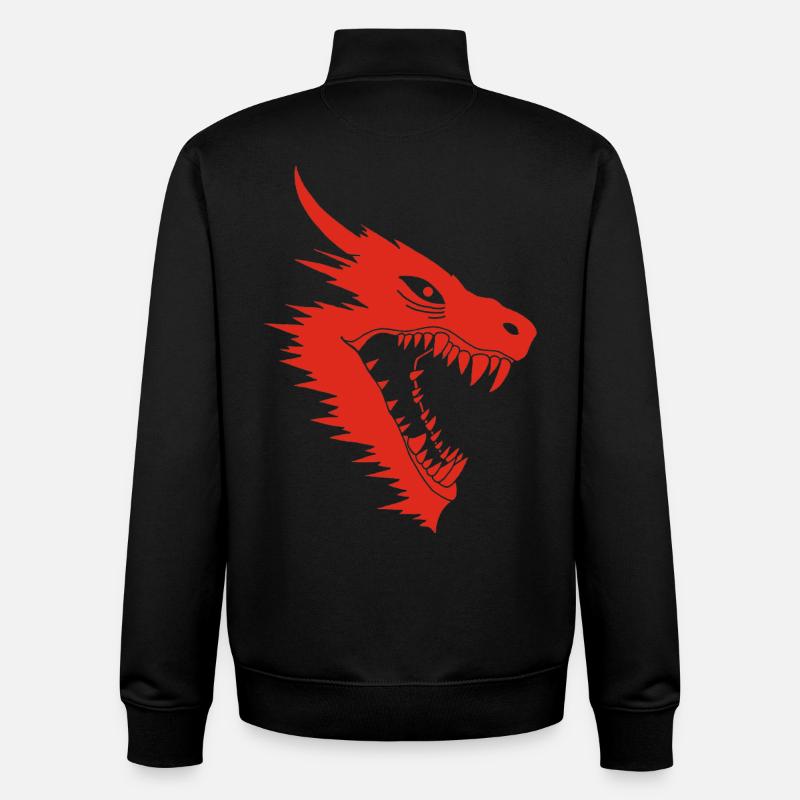 Red Dragon Attack - Unisex Organic Zip Sweatshirt by Stanley/Stella - black
