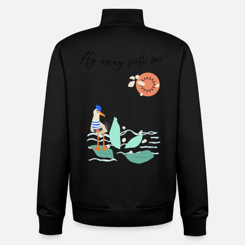 Oiseau côtier en vacances - Sweat zippé unisexe en coton bio Stanley/Stella - noir