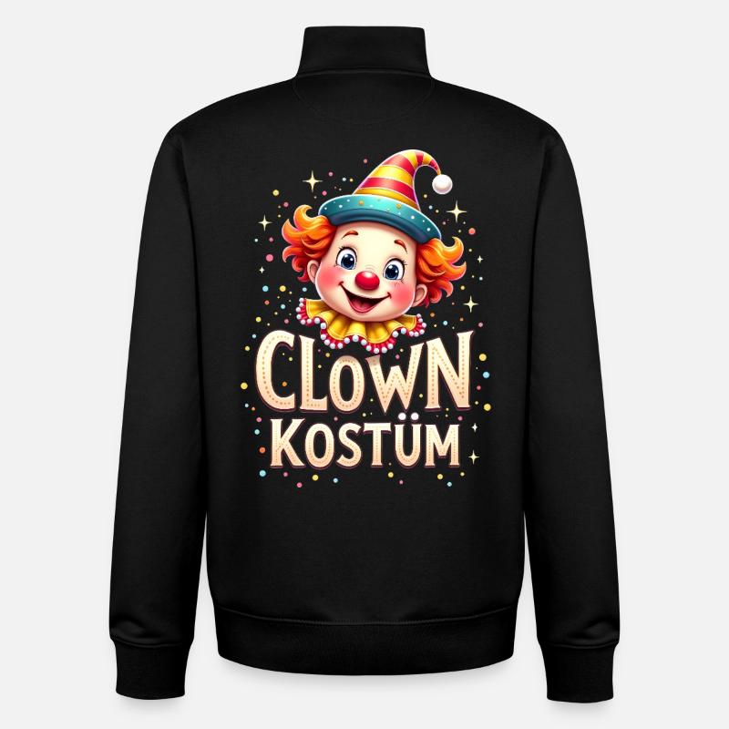 Clown Kostüm Gesicht Fasching Karneval Zirkus  - Unisex Organic Zip Sweatshirt von Stanley/Stella - Schwarz