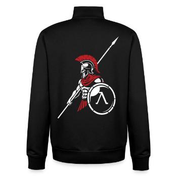 Spartiate Garde Royale Mascotte Spartan Shield - Sweat zippé unisexe en coton bio Stanley/Stella - noir - Dos - AI Model Male 185 light (185cm)