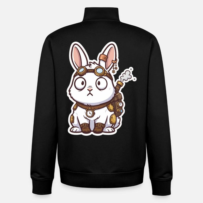 Lapin Steampunk Messager Sac-à-Dos Vapeur - Sweat zippé unisexe en coton bio Stanley/Stella - noir