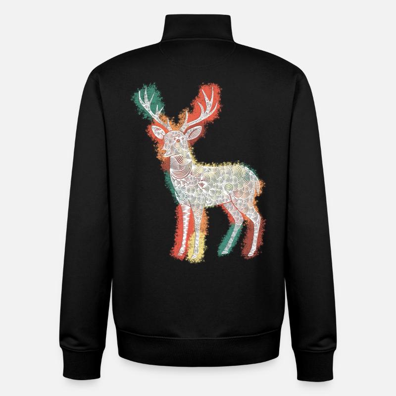 Zentangle Roebuck - Sweat zippé unisexe en coton bio Stanley/Stella - noir