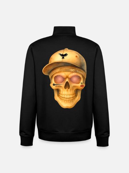 Bronze skull t-shirt design. - Unisex Organic Zip Sweatshirt by Stanley/Stella - black