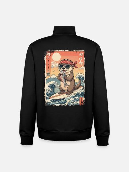 Kawaii Surf Otter - Unisex Organic Zip Sweatshirt by Stanley/Stella - black
