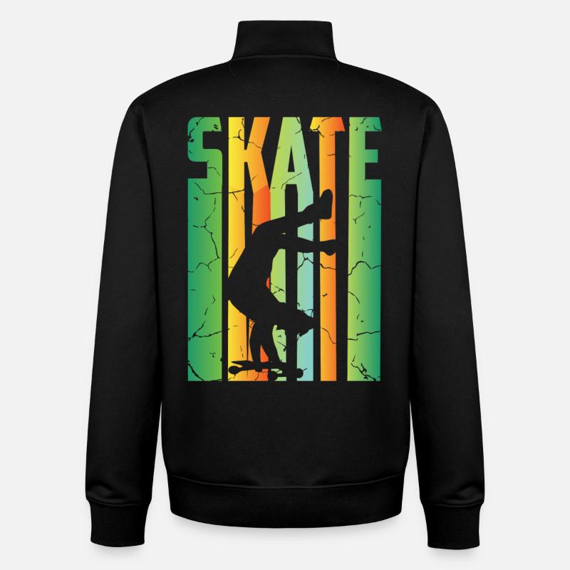 Skateboard Rider - Sweat zippé unisexe en coton bio Stanley/Stella - noir