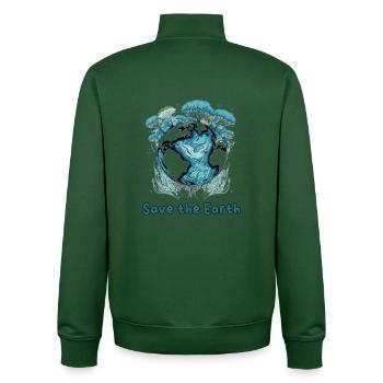 Earth Guardian: Blaugrüne Kugel und Bäume - Unisex Organic Zip Sweatshirt von Stanley/Stella - Flaschengrün - Hinten - AI Model Male 185 dark (185cm)