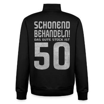 50er Geburtstag Das gute Stück - Unisex Organic Zip Sweatshirt von Stanley/Stella - Schwarz - Hinten - AI Model Male 185 light (185cm)